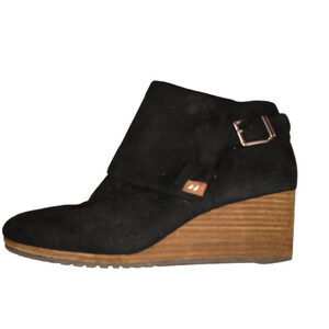 Dr. Scholl’s Women’s Ankle Booties Black US 9.5M Brown Stacked Wedge Buckles